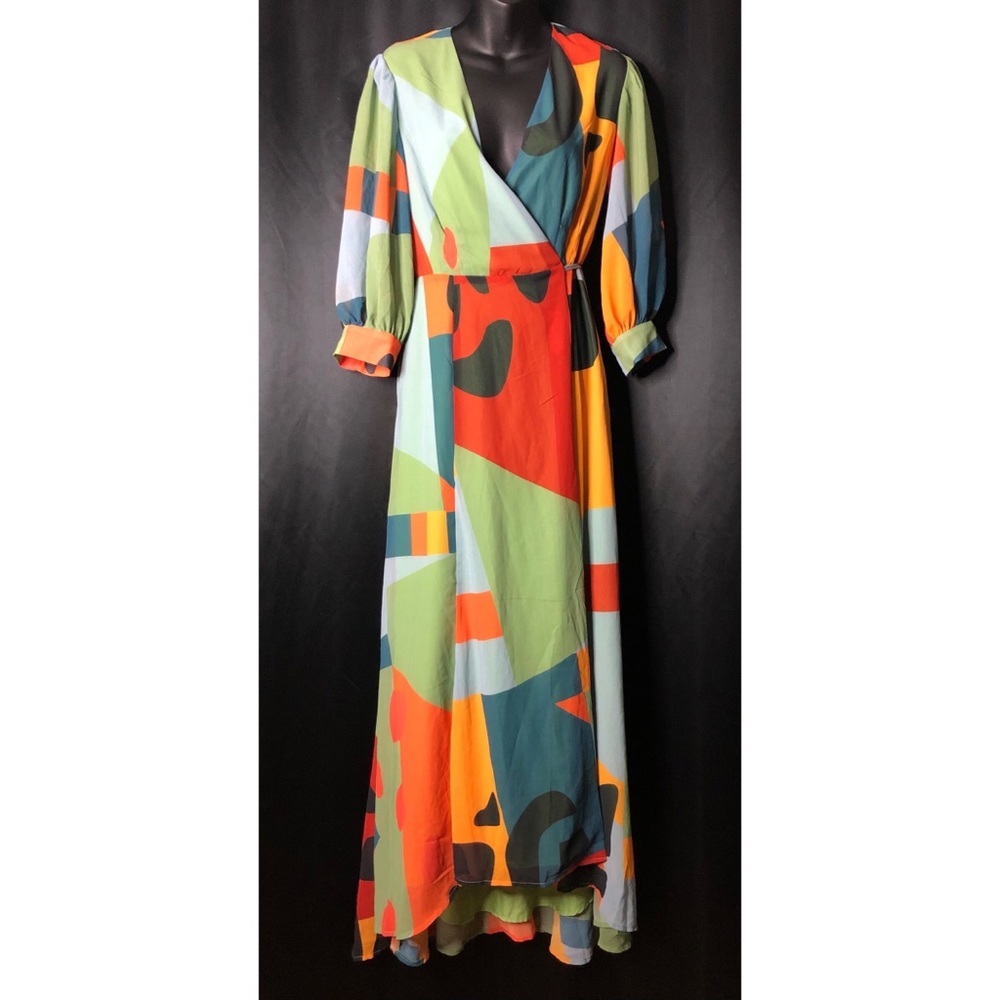 Anthropologie x Hutch Abstract Print Wrap Maxi Dress $190 XS - Picture 4 of 6